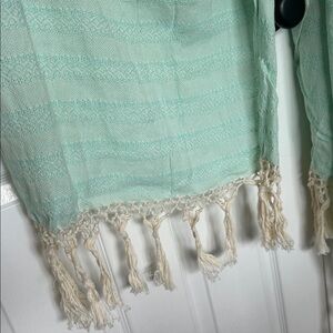 Mexican rebozo shawl mint blue green